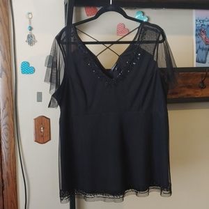 TORRID Short Sleeve Mesh Beaded Top